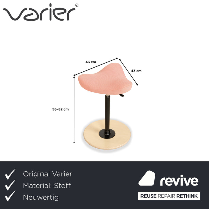 Chaise de bureau Varier Move assis-debout rose corail Revive 524 base bois frêne brun naturel par Per Øie