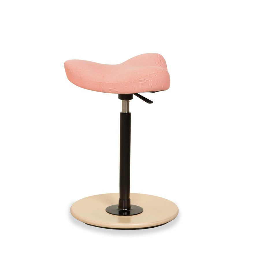 Varier Move sit-stand stool chair pink coral Revive 524 base natural brown wood ash office chair by Per Øie