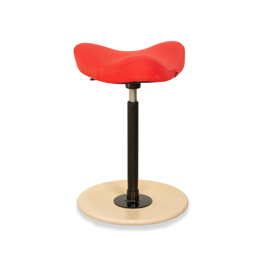 Varier Move Sitz-Steh Hocker Stuhl Rot Revive 634 Basis Natur Braun Holz Esche Bürostuhl by Per Øie