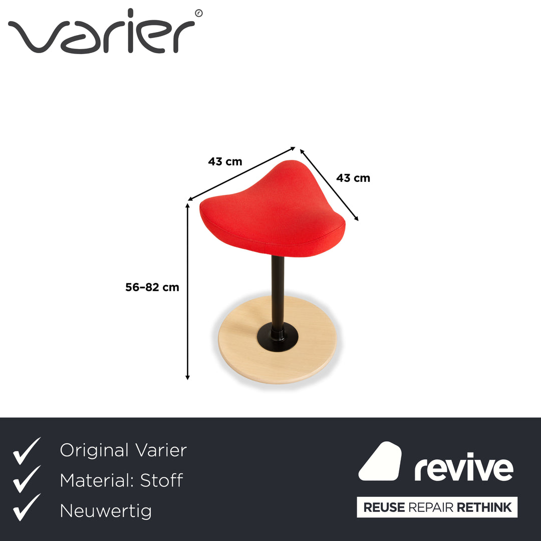 Varier Move Sitz-Steh Hocker Stuhl Rot Revive 634 Basis Natur Braun Holz Esche Bürostuhl by Per Øie