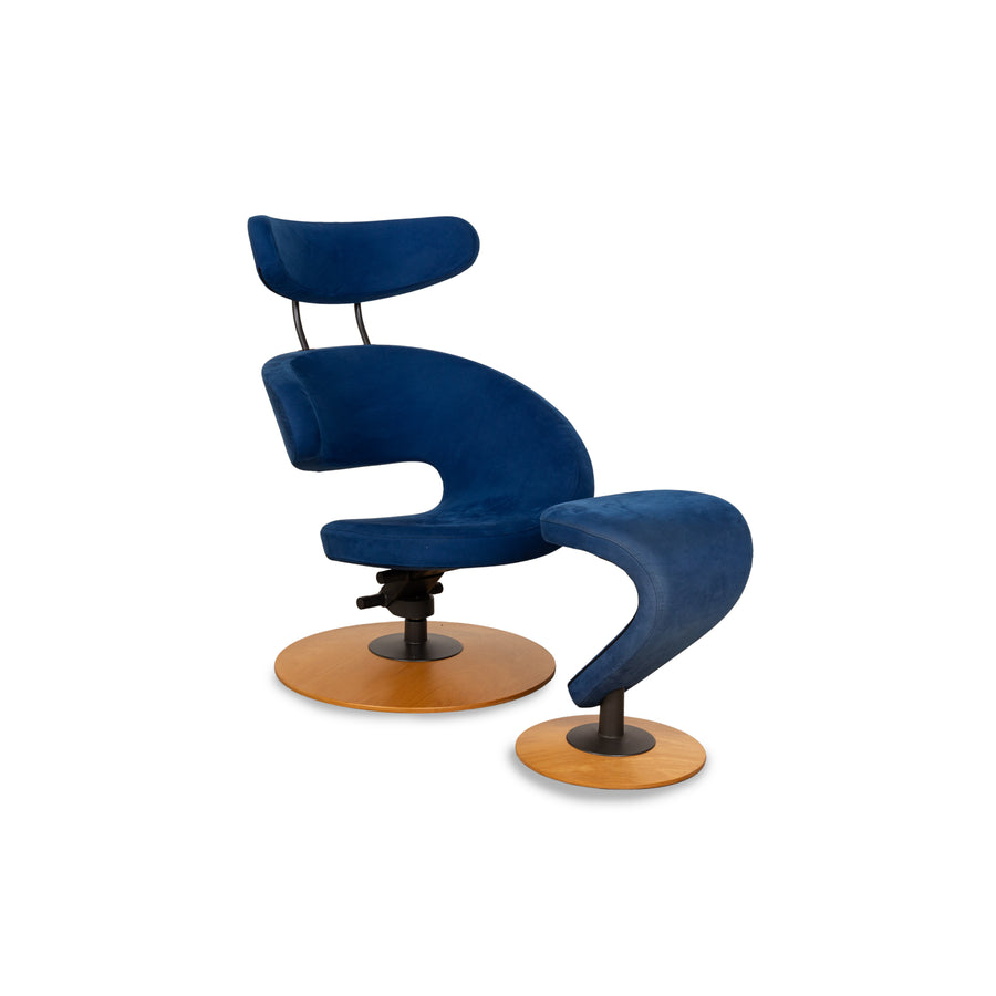 Varier Peel Stoff Sessel Blau manuelle Funktion inkl. Hocker