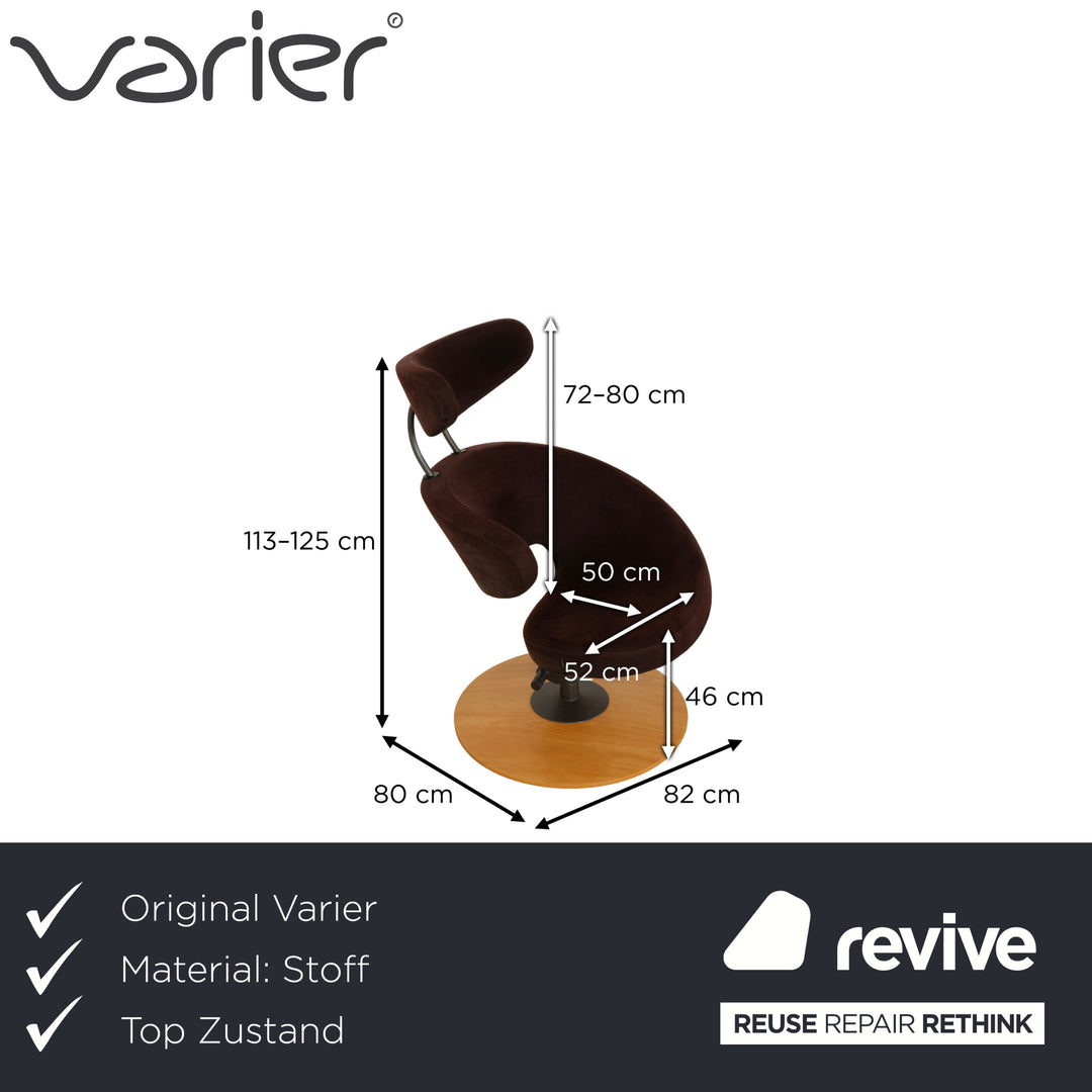 Varier Peel Stoff Sessel Braun inkl. Hocker manuelle Funktion
