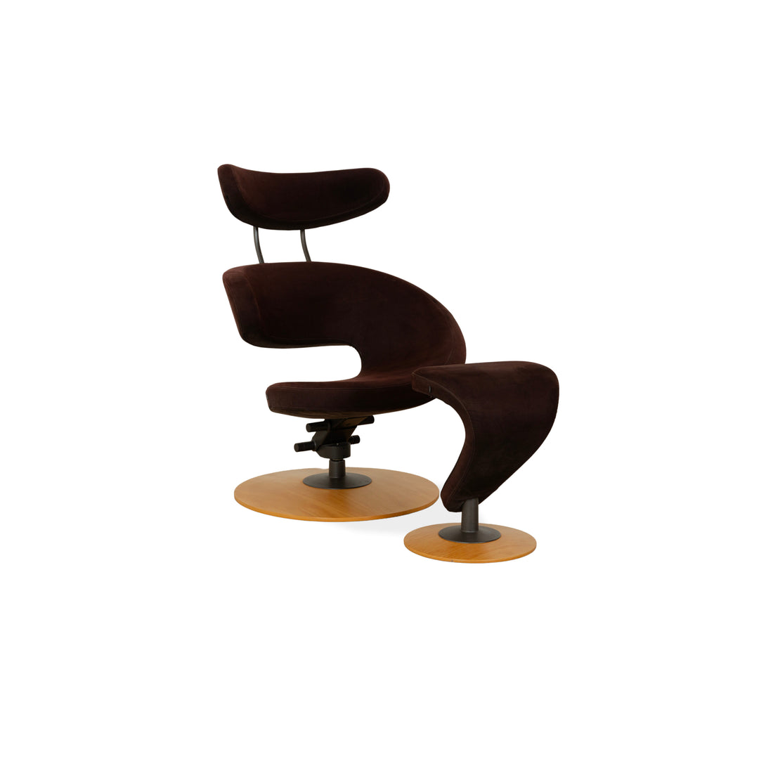 Varier Peel Stoff Sessel Braun inkl. Hocker manuelle Funktion