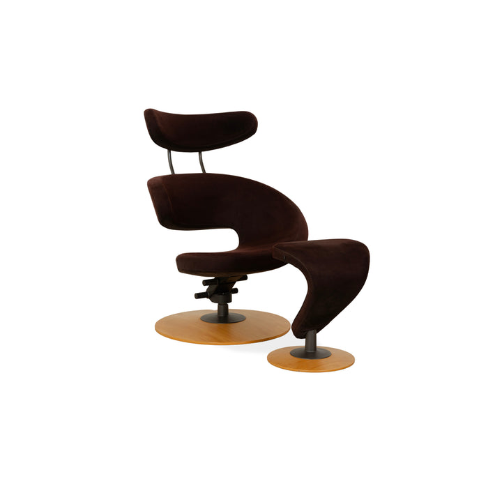 Varier Peel Stoff Sessel Braun inkl. Hocker manuelle Funktion