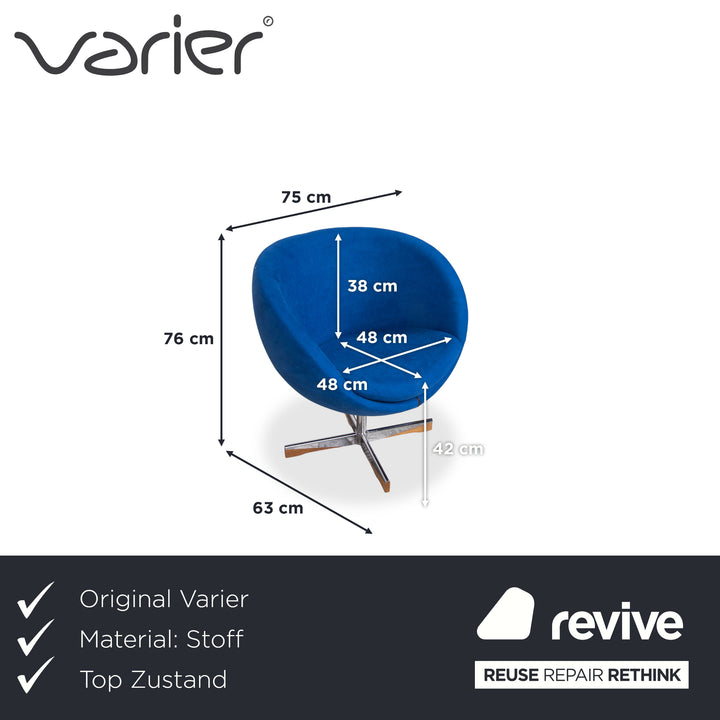 Varier Planet Fabric Armchair Blue Dark Blue Swivel Function