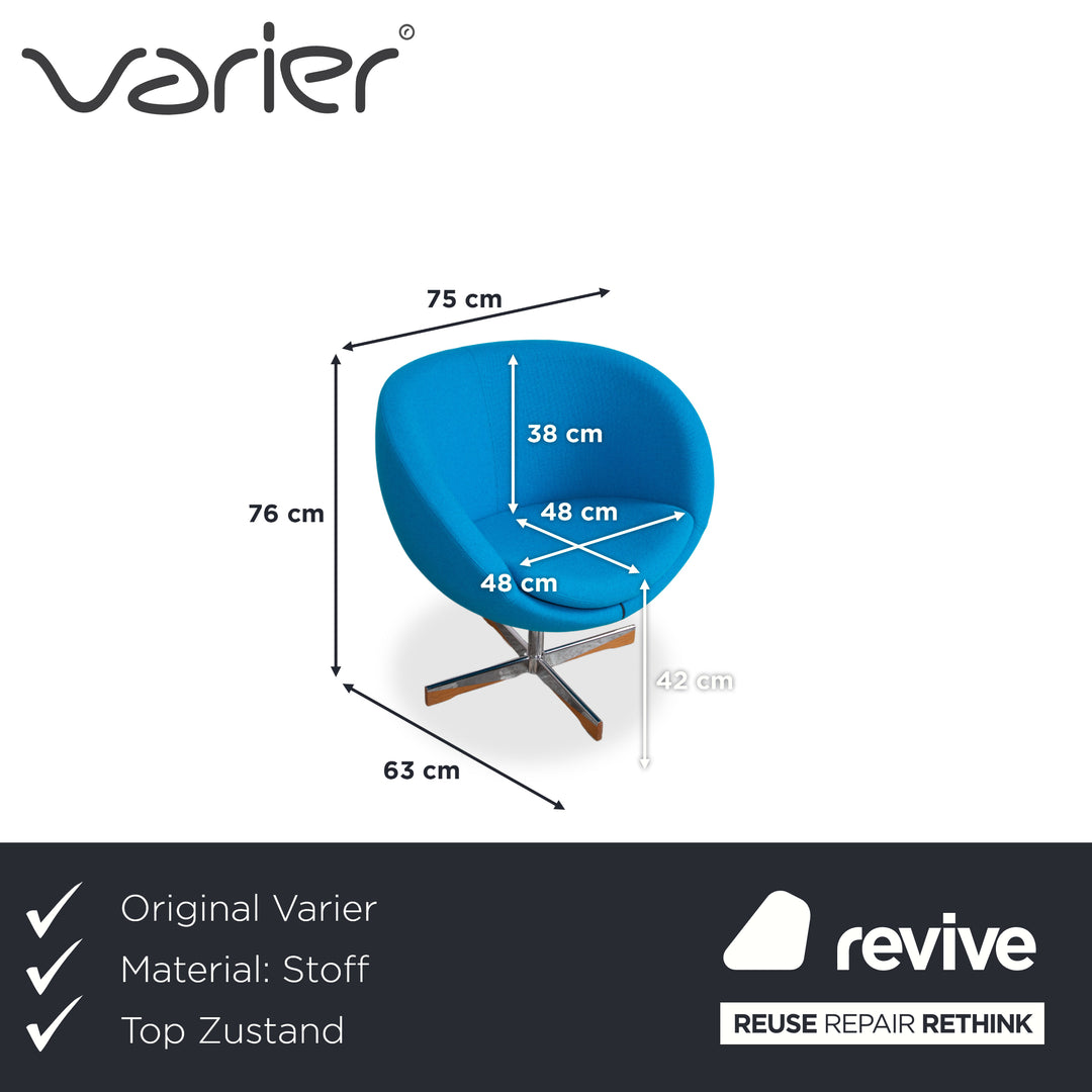 Varier Planet Stoff Sessel Blau Hellblau Türkis Drehfunktion