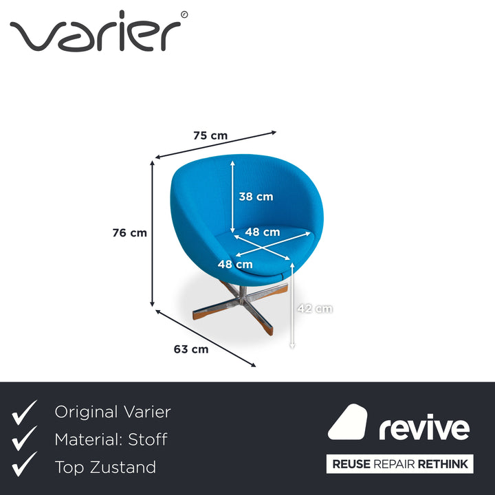 Varier Planet Stoff Sessel Blau Hellblau Türkis Drehfunktion