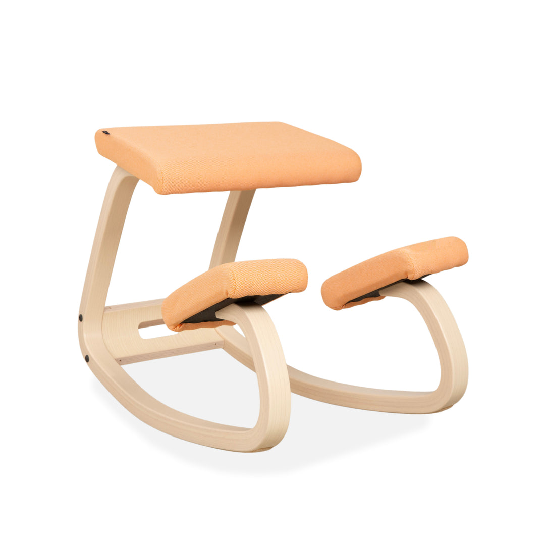 Varier Variable Holz Esche Hocker Natur Stoff Orange Apricot