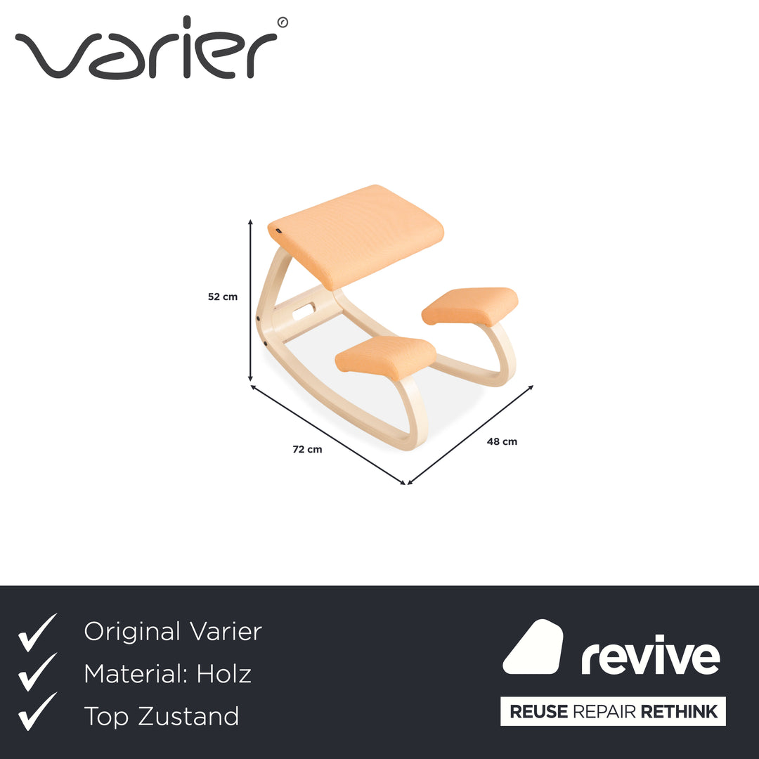 Varier Variable Holz Esche Hocker Natur Stoff Orange Apricot
