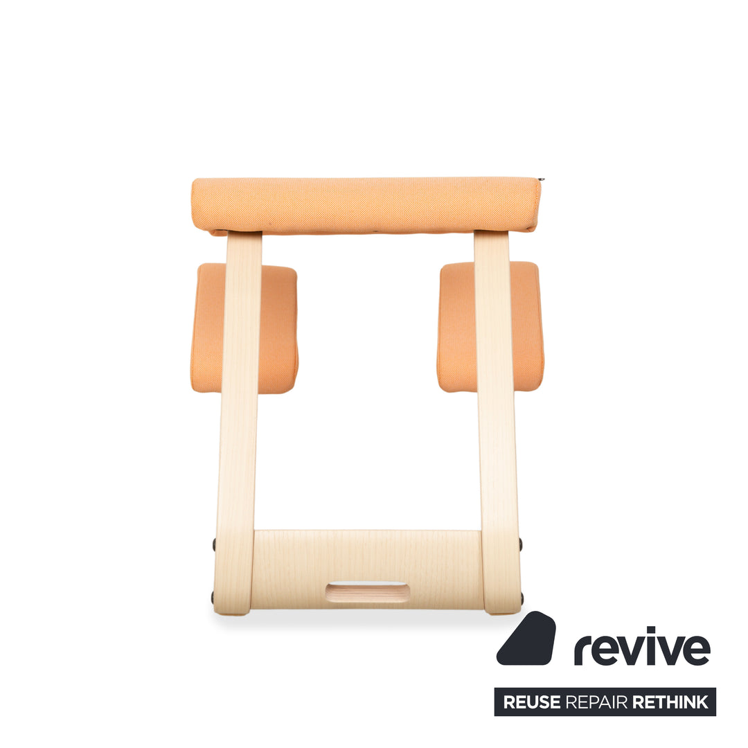 Varier Variable Holz Esche Hocker Natur Stoff Orange Apricot Schwarz