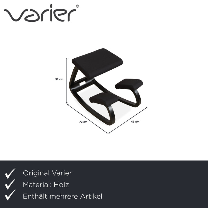 Varier Variable Holz Esche Hocker Natur Stoff Orange Apricot Schwarz