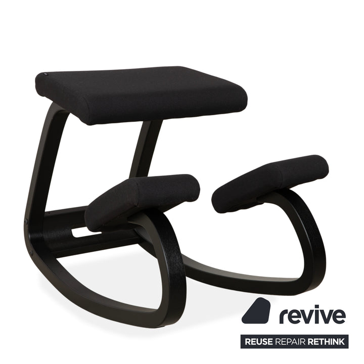 Varier Variable Holz Esche Hocker Natur Stoff Orange Apricot Schwarz