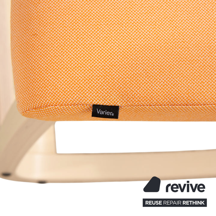 Varier Variable Holz Esche Hocker Natur Stoff Orange Apricot Schwarz