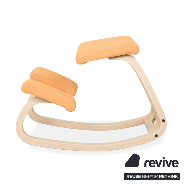 Varier Variable Holz Esche Hocker Natur Stoff Orange Apricot Schwarz