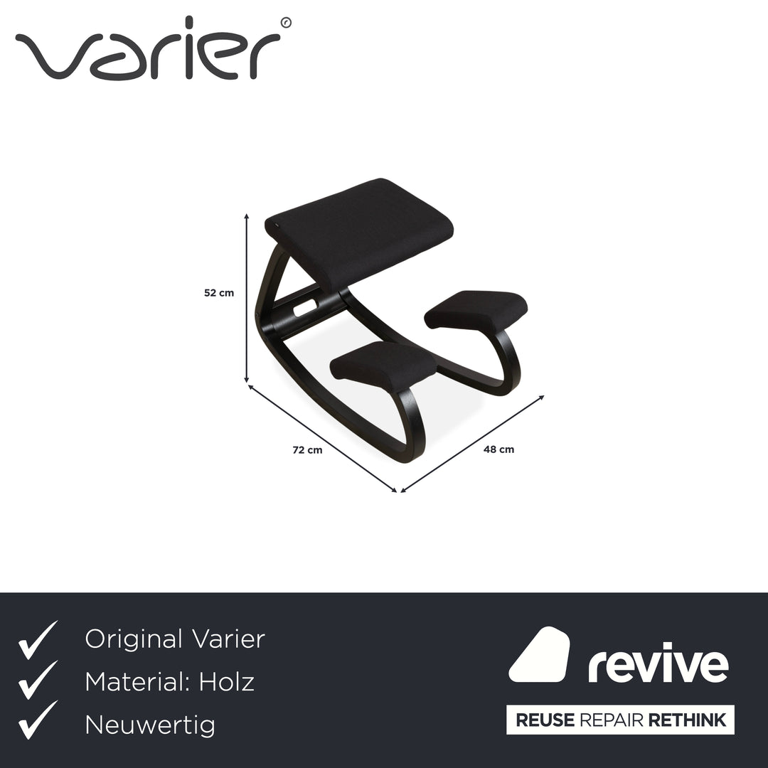 Varier Variable Wood Ash Stool Black Fabric Black