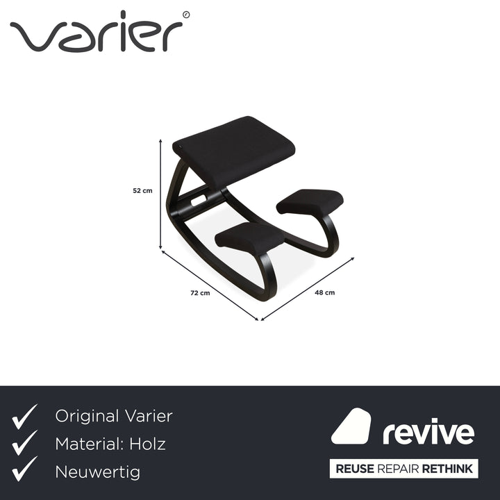 Varier Variable Wood Ash Stool Black Fabric Black