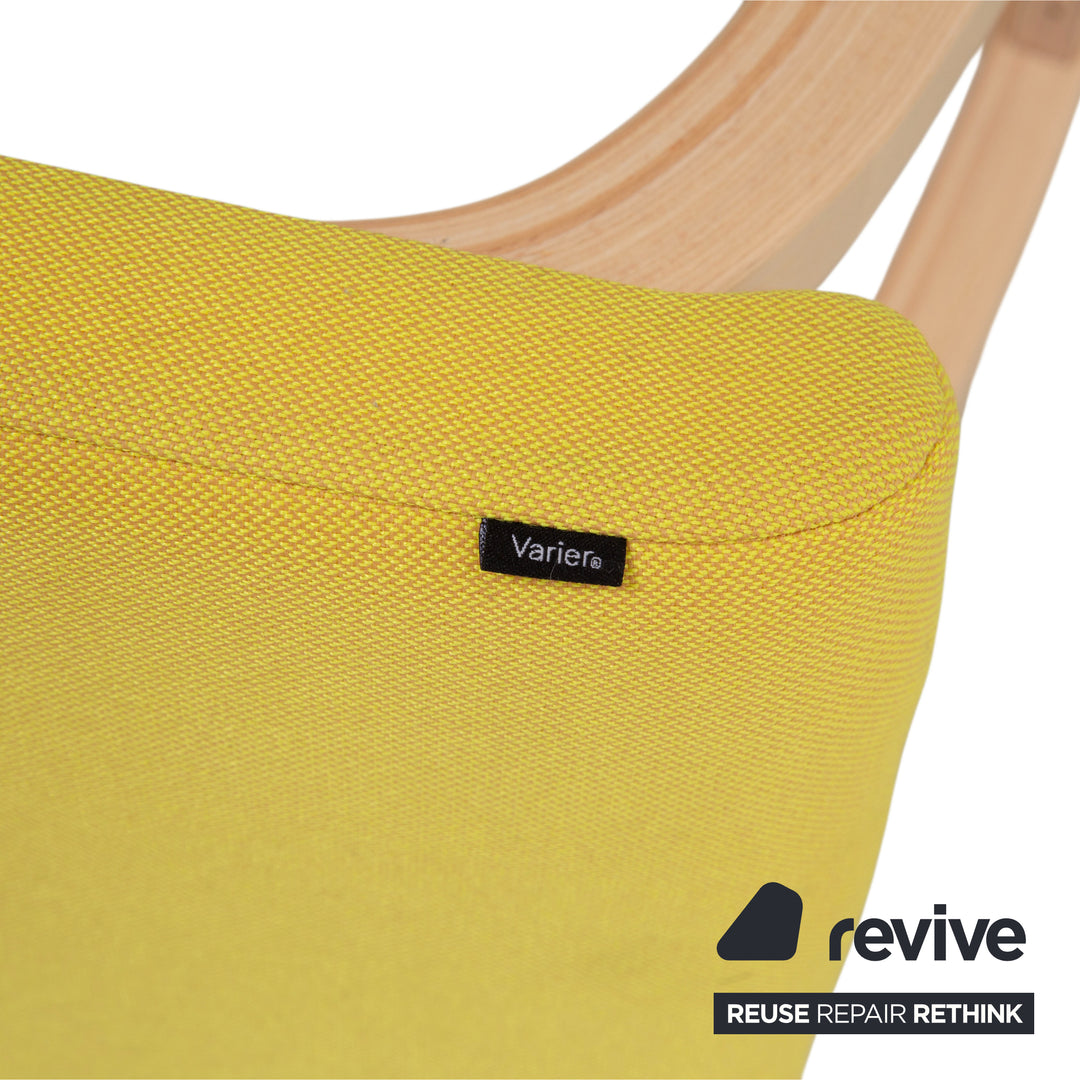 Varier Variable Kneeling Chair Set Wood Ash Stool Natural Fabric Yellow Blue