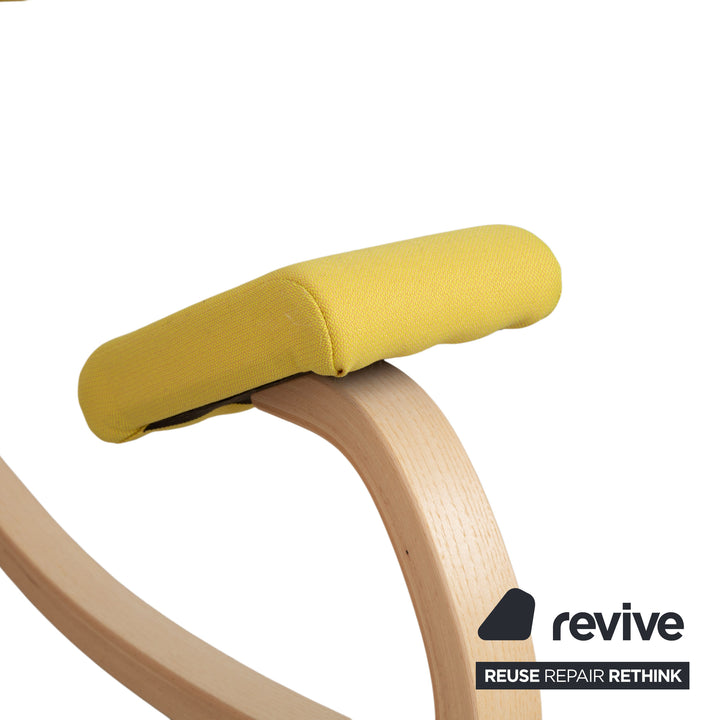 Varier Variable Kneeling Chair Set Wood Ash Stool Natural Fabric Yellow Blue