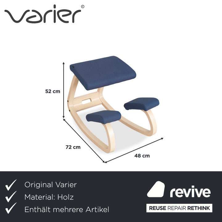 Varier Variable Kniestuhl Garnitur Holz Esche Hocker Natur Stoff Gelb Blau