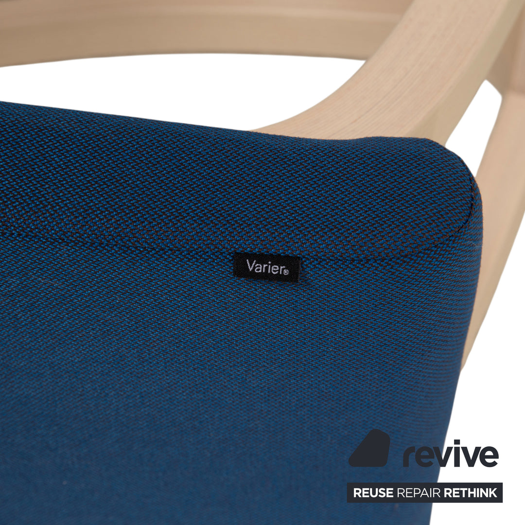 Varier Variable Genouillère en bois de frêne, tabouret, tissu naturel jaune/bleu