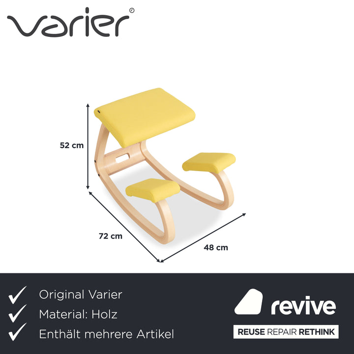 Varier Variable Kniestuhl Garnitur Holz Esche Hocker Natur Stoff Gelb Blau