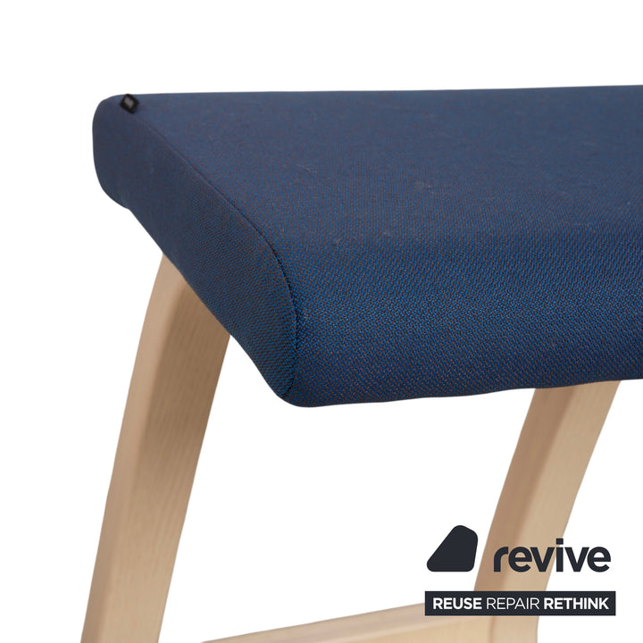 Varier Variable Kniestuhl Holz Esche Hocker Natur Stoff Blau
