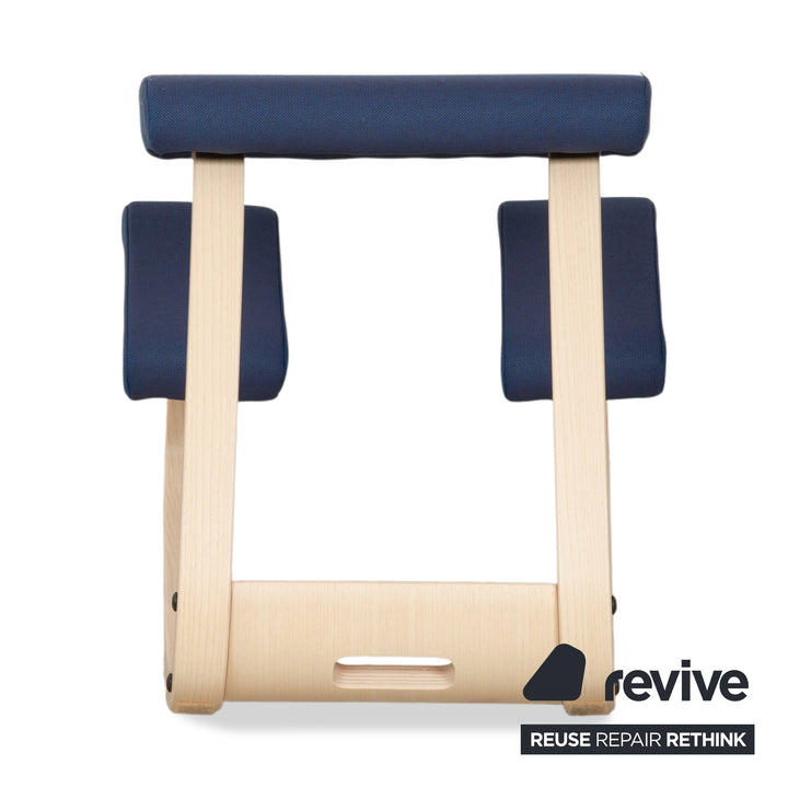 Varier Variable Kneeling Chair Ash Wood Stool Natural Blue Fabric