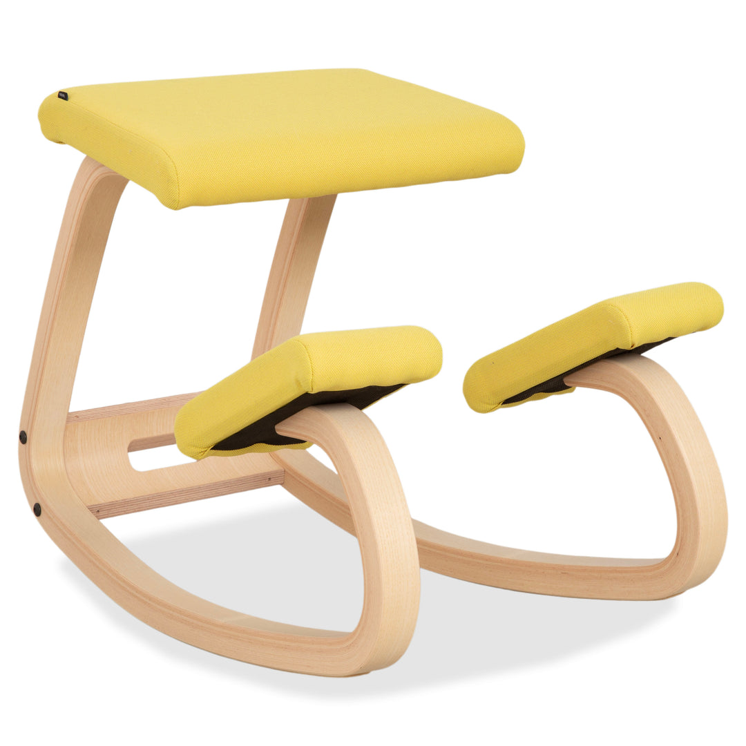 Varier Variable Kneeling Chair Ash Wood Stool Natural Yellow Fabric (Revive 424)