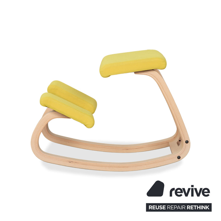 Varier Variable Kniestuhl Holz Esche Hocker Natur Stoff Gelb (Revive 424)