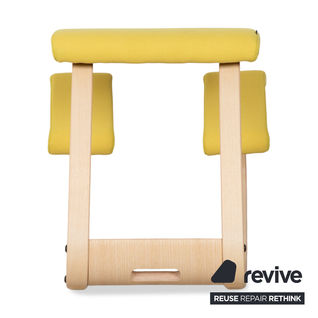 Varier Variable Kniestuhl Holz Esche Hocker Natur Stoff Gelb (Revive 424)