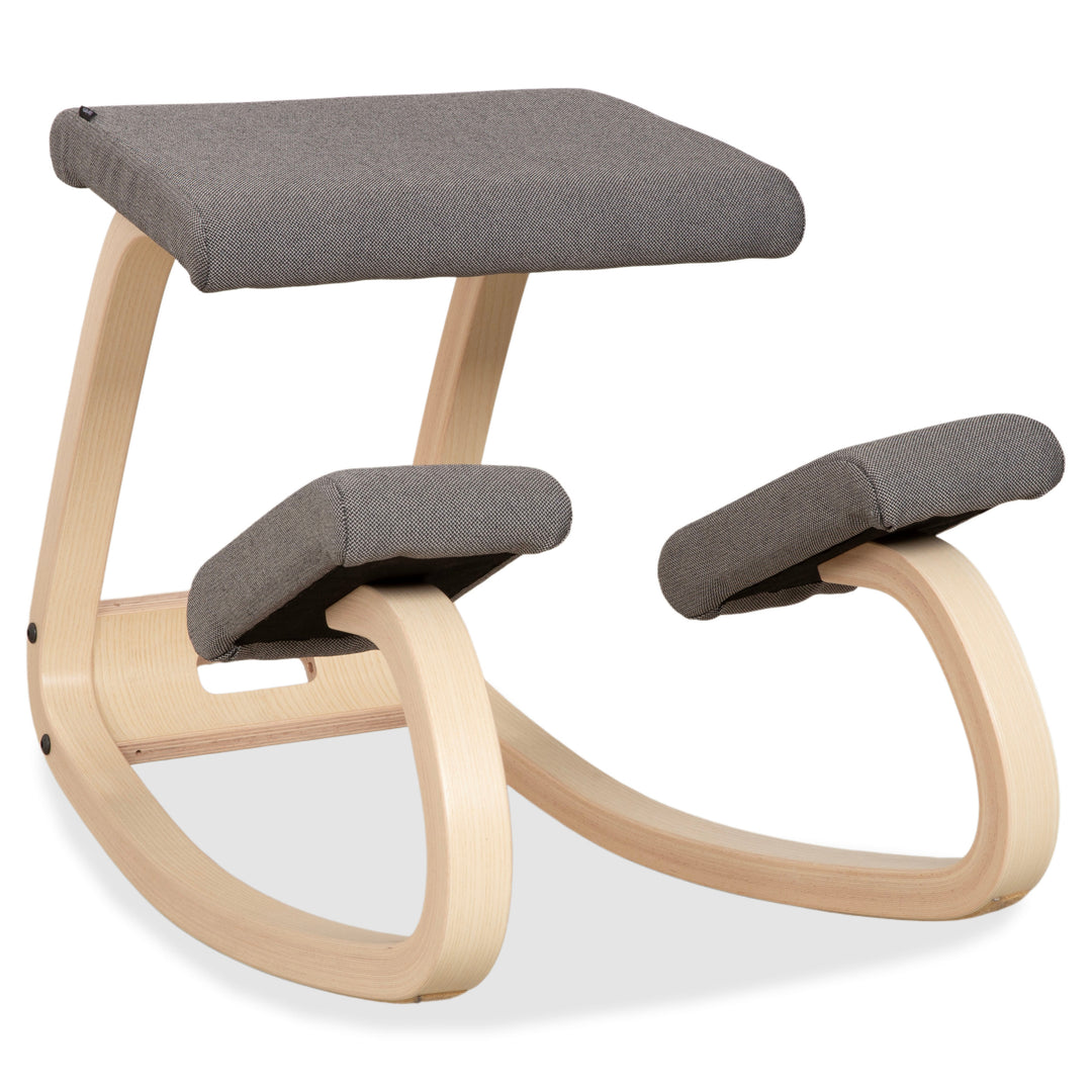 Varier Variable Chaise ergonomique agenouilloir Bois Frêne Naturel Tissu Gris (Revive 164)