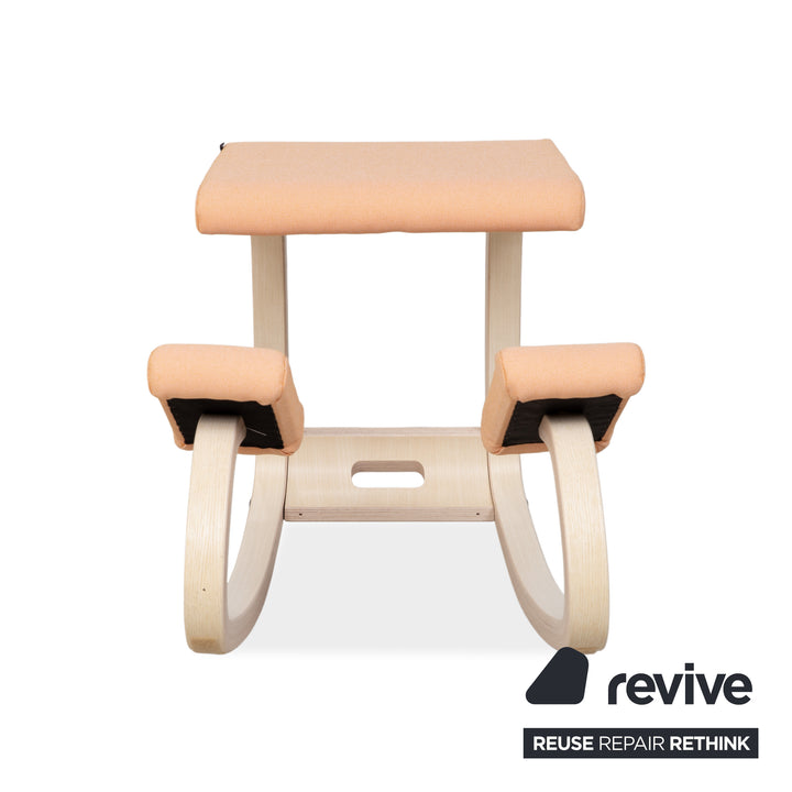 Varier Variable Kneeling Chair Wood Ash Stool Natural Fabric Orange Apricot