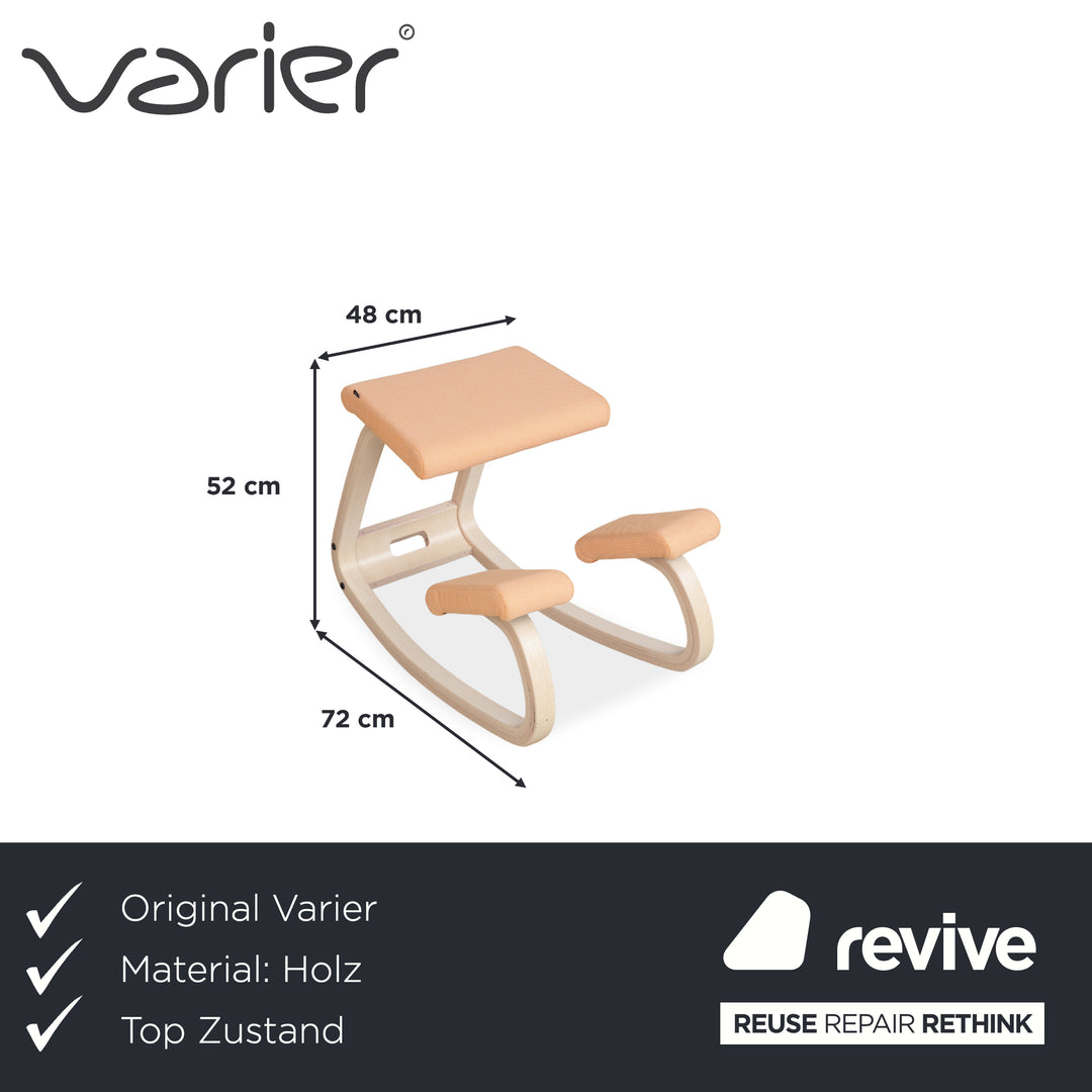 Varier Variable Kneeling Chair Wood Ash Stool Natural Fabric Orange Apricot