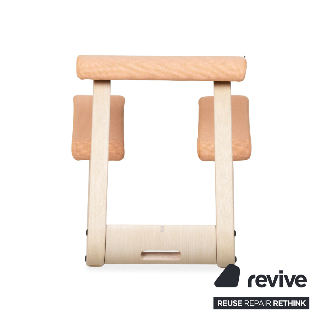 Varier Variable Kneeling Chair Wood Ash Stool Natural Fabric Orange Apricot