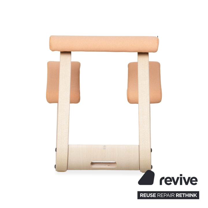 Varier Variable Kneeling Chair Wood Ash Stool Natural Fabric Orange Apricot