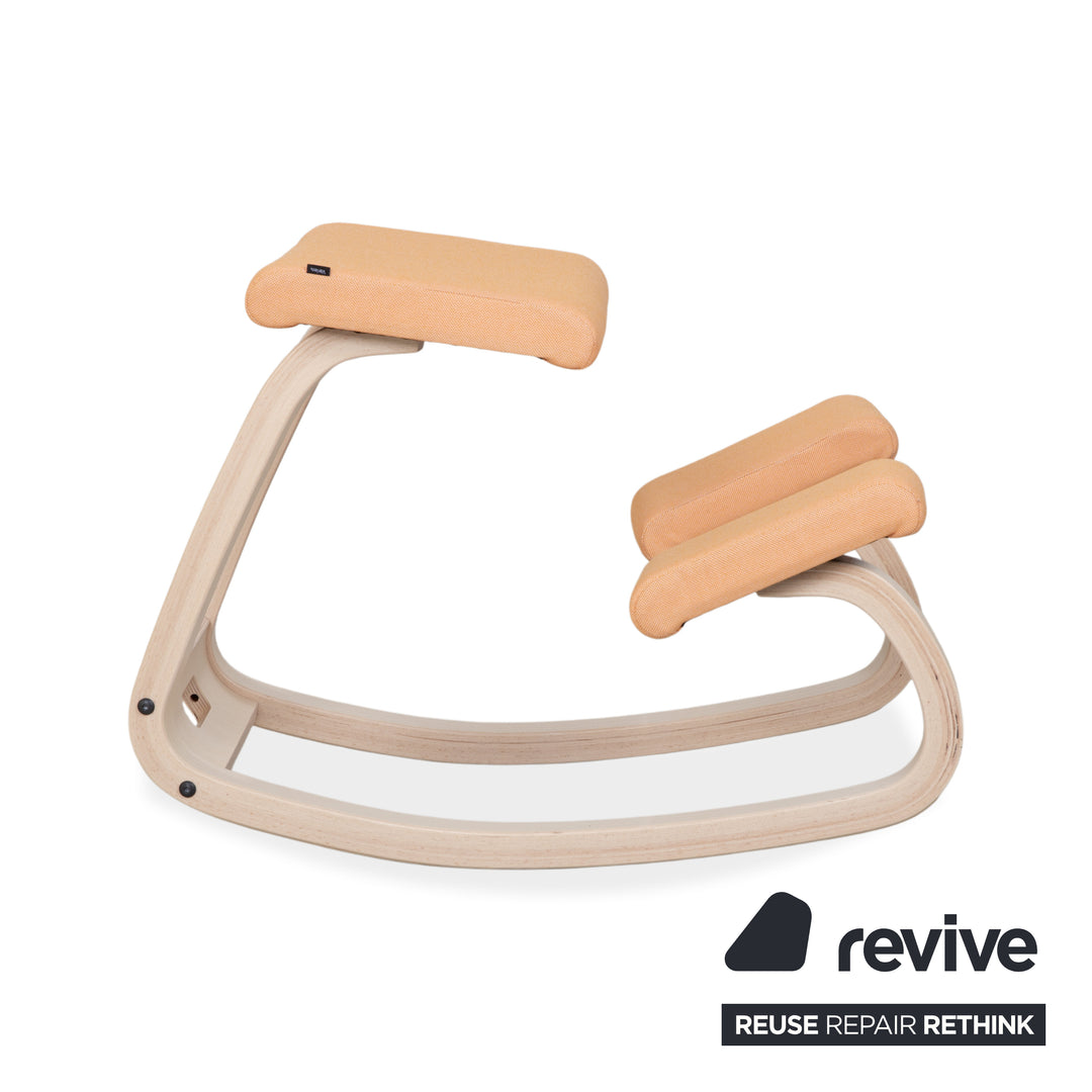 Varier Variable Kneeling Chair Wood Ash Stool Natural Fabric Orange Apricot
