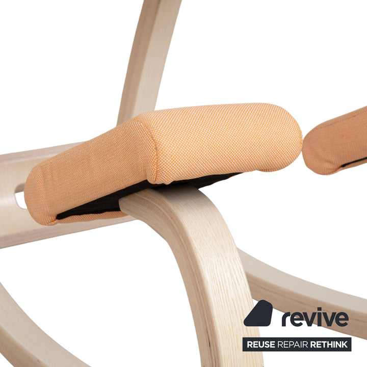 Varier Variable Kneeling Chair Wood Ash Stool Natural Fabric Orange Apricot