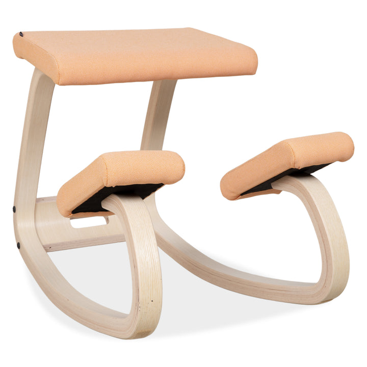 Varier Variable Kneeling Chair Wood Ash Stool Natural Fabric Orange Apricot