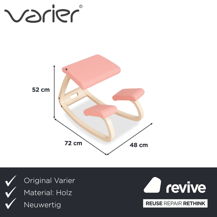 Varier Variable Kniestuhl Holz Esche Hocker Natur Stoff Rosé Lachs