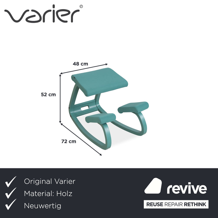 Varier Variable Monochrome Siège Ergonomique Genoux Bois Tabouret Tissu Turquoise Vert Grotto