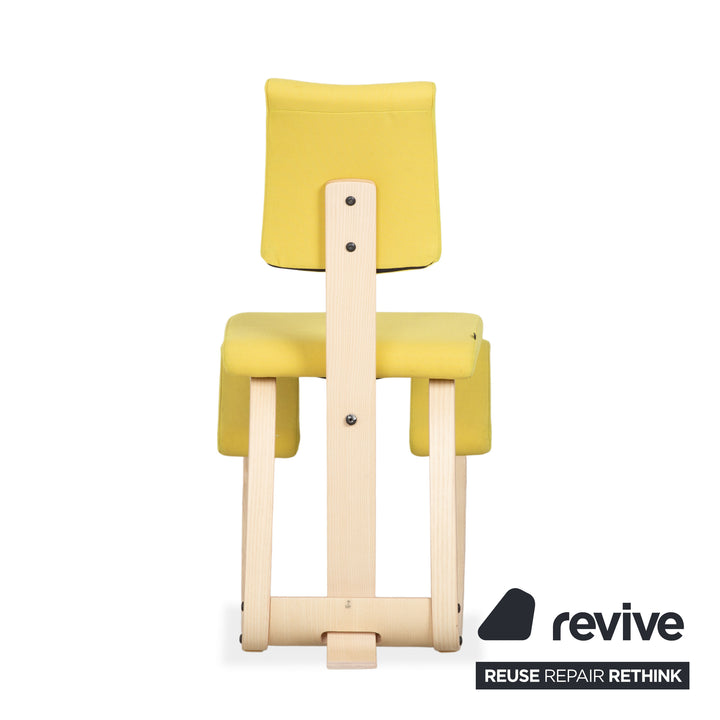 Varier Variable Plus Chaise ergonomique en bois de frêne tabouret naturel tissu jaune