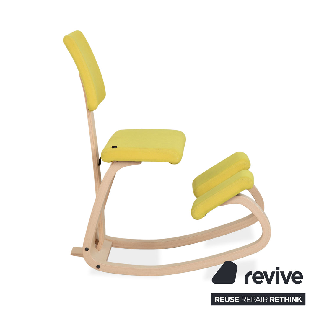 Varier Variable Plus Chaise ergonomique en bois de frêne tabouret naturel tissu jaune