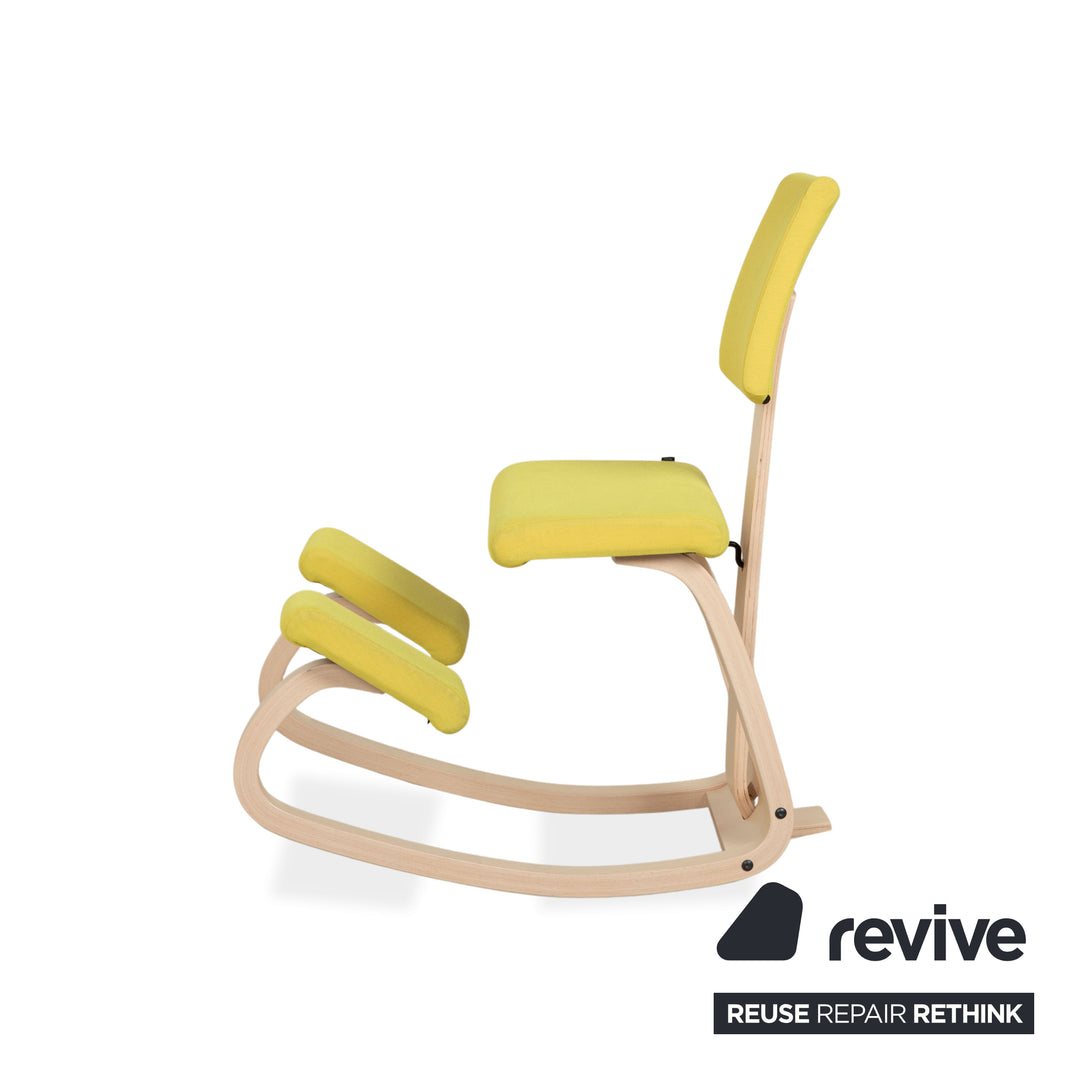 Varier Variable Plus Chaise ergonomique en bois de frêne tabouret naturel tissu jaune