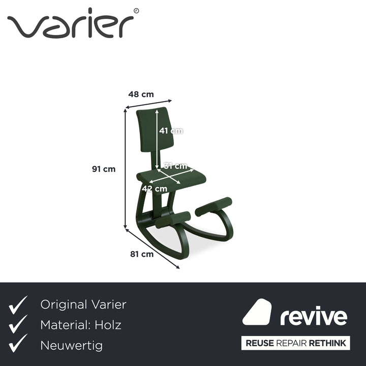 Varier Variable Plus Monochrome Kniestuhl Holz Hocker Stoff Grün