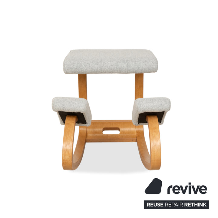 Varier Variable Fabric Armchair Chair Stool Blue Grey Wood Ash Felt Light Brown Kneeling Chair