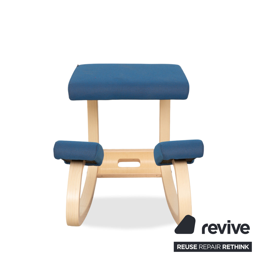 Varier Variable Fabric Armchair Chair Stool Blue Grey Wood Ash Felt Light Brown Kneeling Chair
