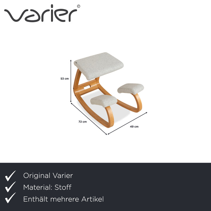 Varier Variable Stoff Sessel Stuhl Hocker Blau Grau Holz Esche Filz Hellbraun Kniestuhl