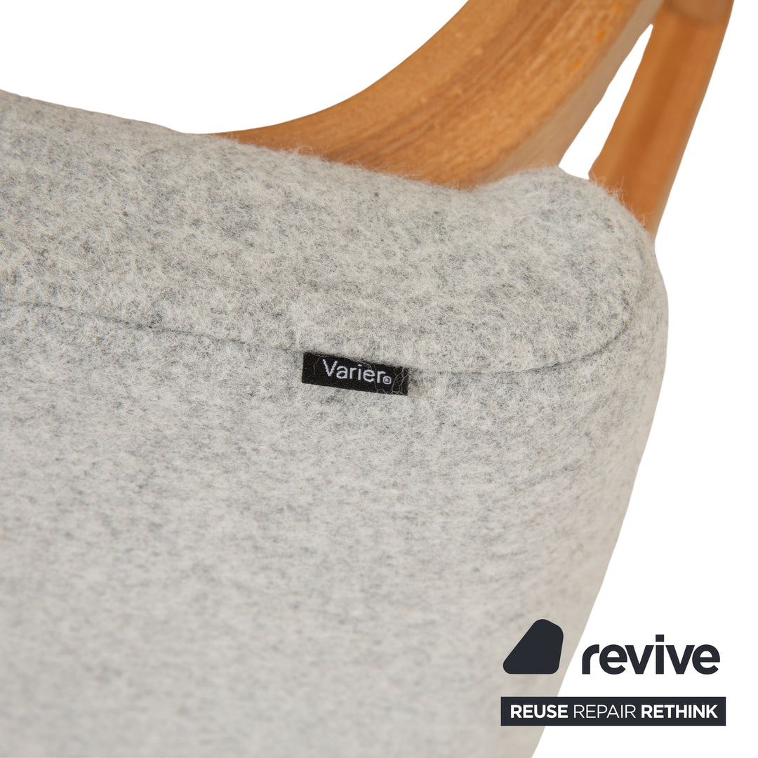 Varier Variable Stoff Sessel Stuhl Hocker Blau Grau Holz Esche Filz Hellbraun Kniestuhl