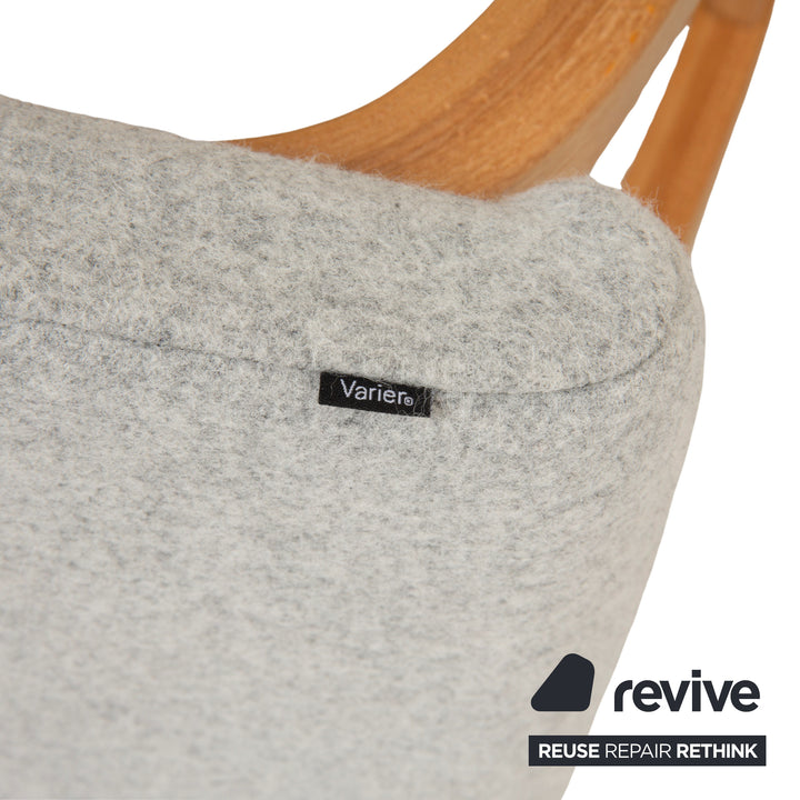 Varier Variable Stoff Sessel Stuhl Hocker Blau Grau Holz Esche Filz Hellbraun Kniestuhl