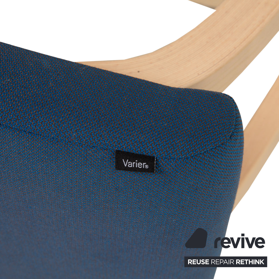 Varier Variable Stoff Sessel Stuhl Hocker Blau Grau Holz Esche Filz Hellbraun Kniestuhl